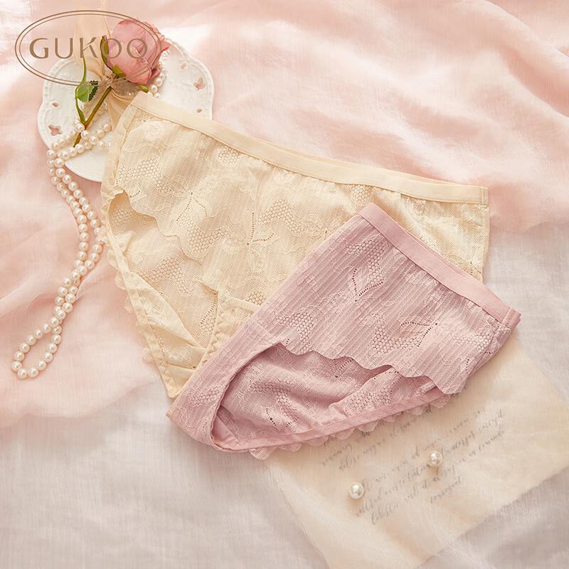 Gukoo Women's Pure Color Lace Briefs