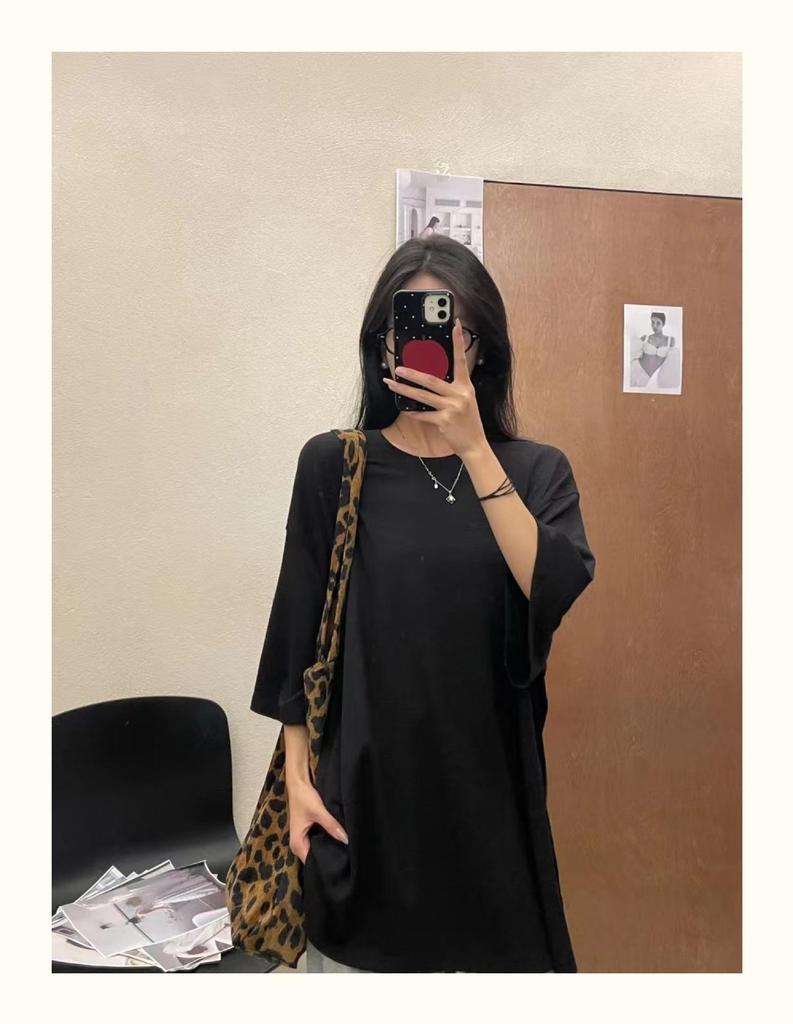 Women's Plus Size 7 Korean Style Loose Casual Long/Short-Sleeve T-Shirt, Spring/Summer, 200 Jin, Fat MM