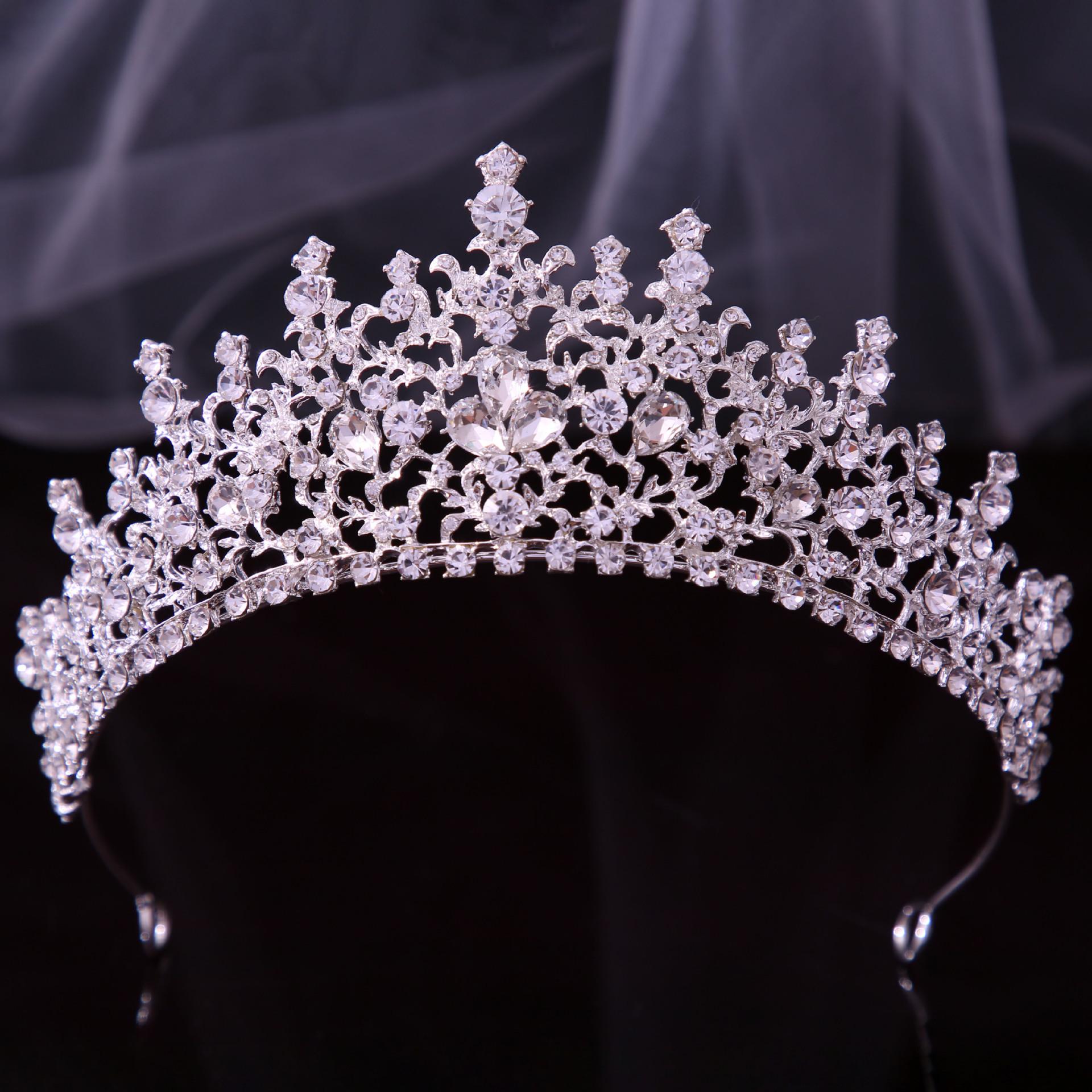 

Серебряный Цвет Хрустальные Короны и Диадемы Барокко Винтаж Корона Тиара Для Женщин Невесты Выпускного Вечера Диадема Свадебные Аксессуары Для Волос