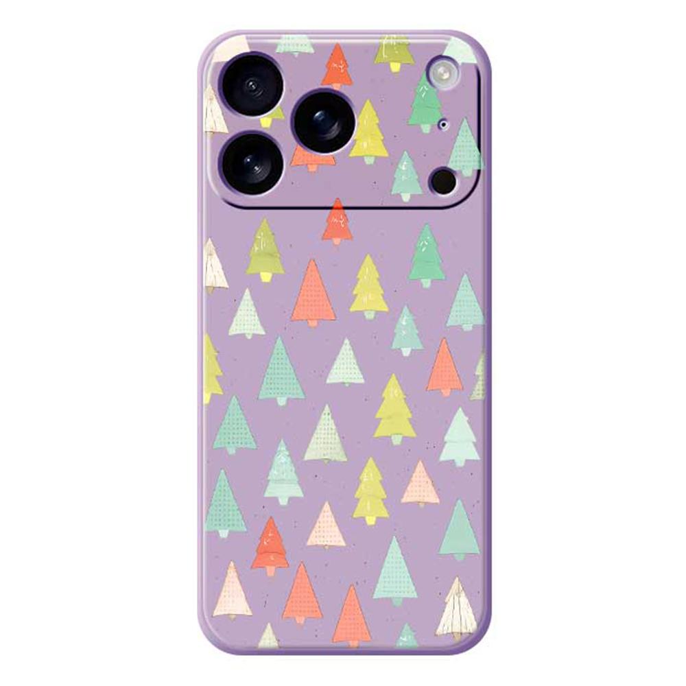 

For iPhone 17 Pro Max Case Colorful Trees Pattern Printing Straight Edge TPU Phone Back Cover Purple