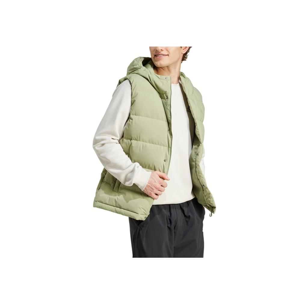 Adidas Helionic Hooded Down Solid Logo Print Single-Breasted Vest Men Vests Green IX8856
