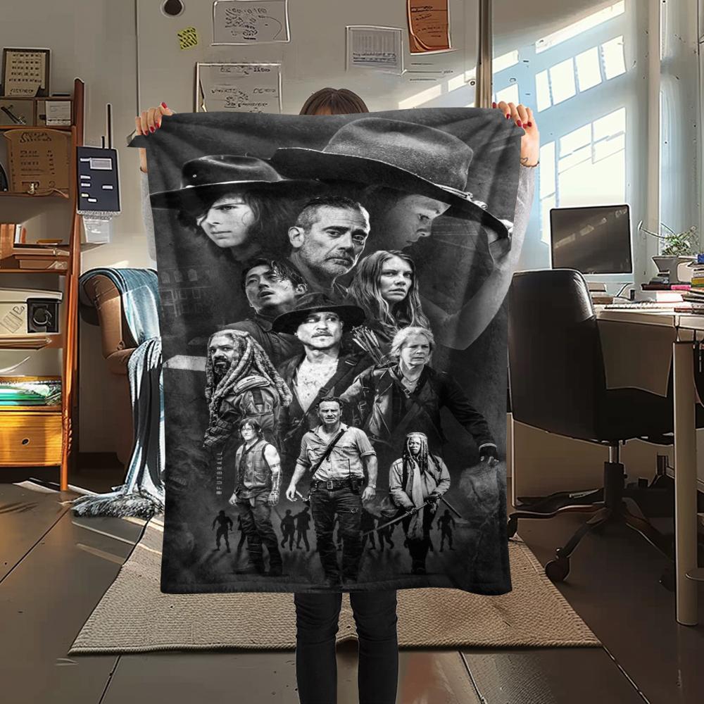 1Pc Walking Dead Print Flannel Blanket, High Quality Comfortable for All Seasons, Home Decor, Warmth and Comfort, Perfect for Gifts