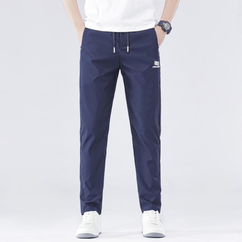 

Мужские летние новые крутые мужские повседневные брюки модные прямые свободные дышащие из ледяного шелка дышащие длинные брюки спортивные 5XL