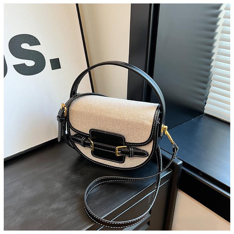 Vintage Saddle Bag For Women Pu Leather Crossbody Handbag With Stitching For Daily Use