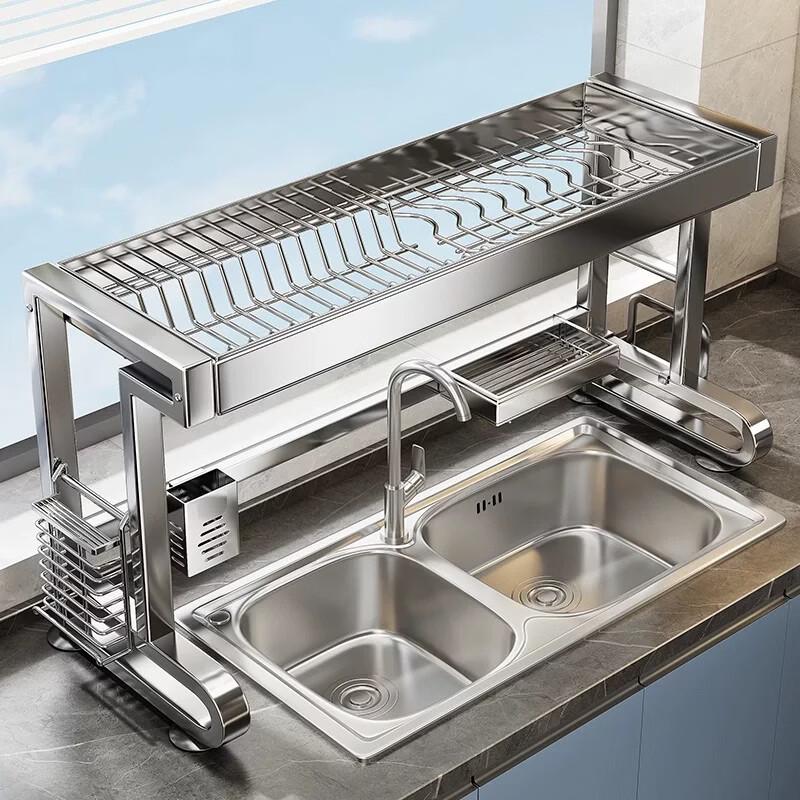 Multi-functional Stainless Steel Over-Sink Dish Rack