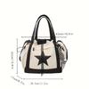 Fashion-Forward Star Pattern Colorblock Shoulder Bag Stylish Drawstring Closure for Casual Chic - Adjustable, Multipurpose Design Ideal for School