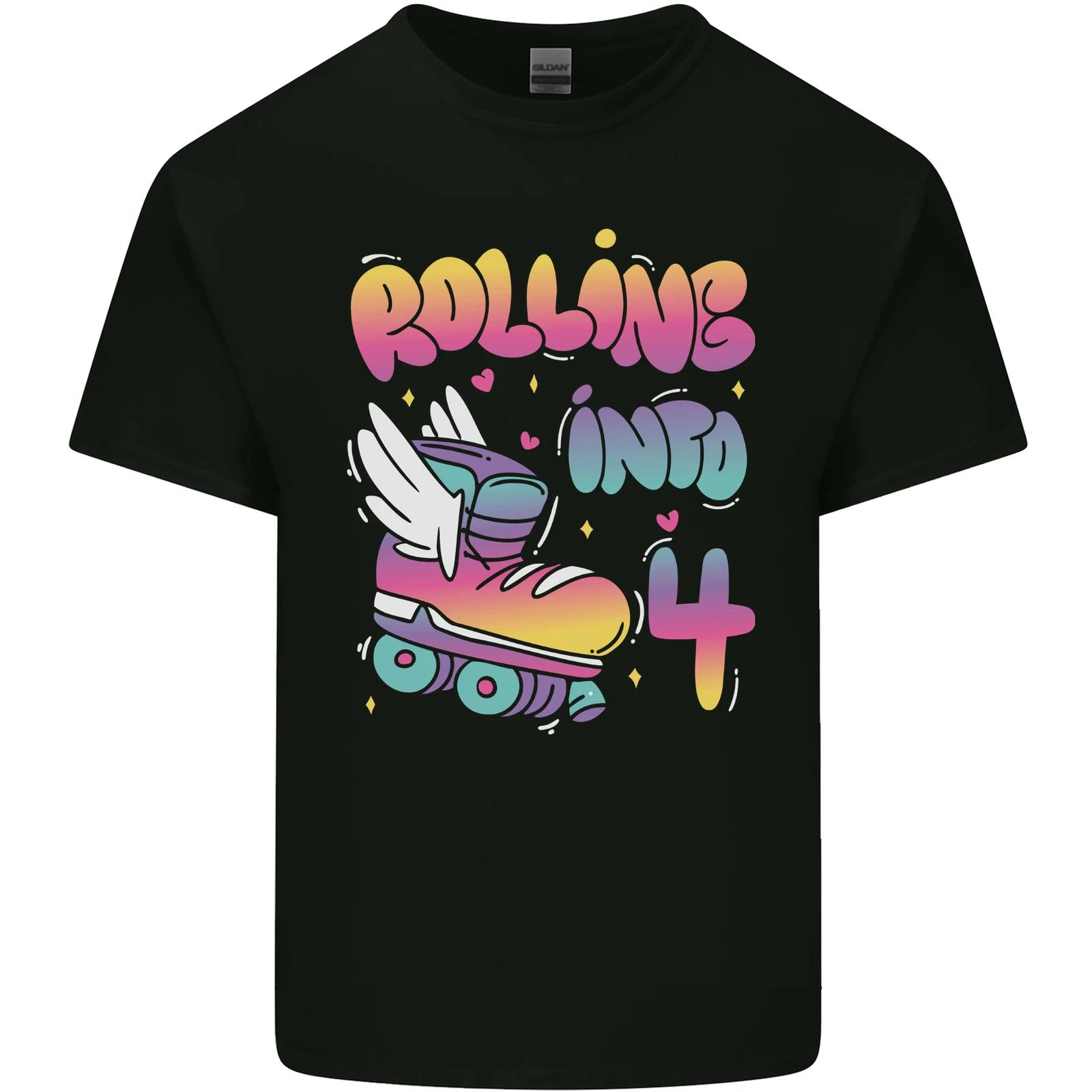 4th Birthday Roller Skating 4 Year Old Kids T-Shirt Childrens S