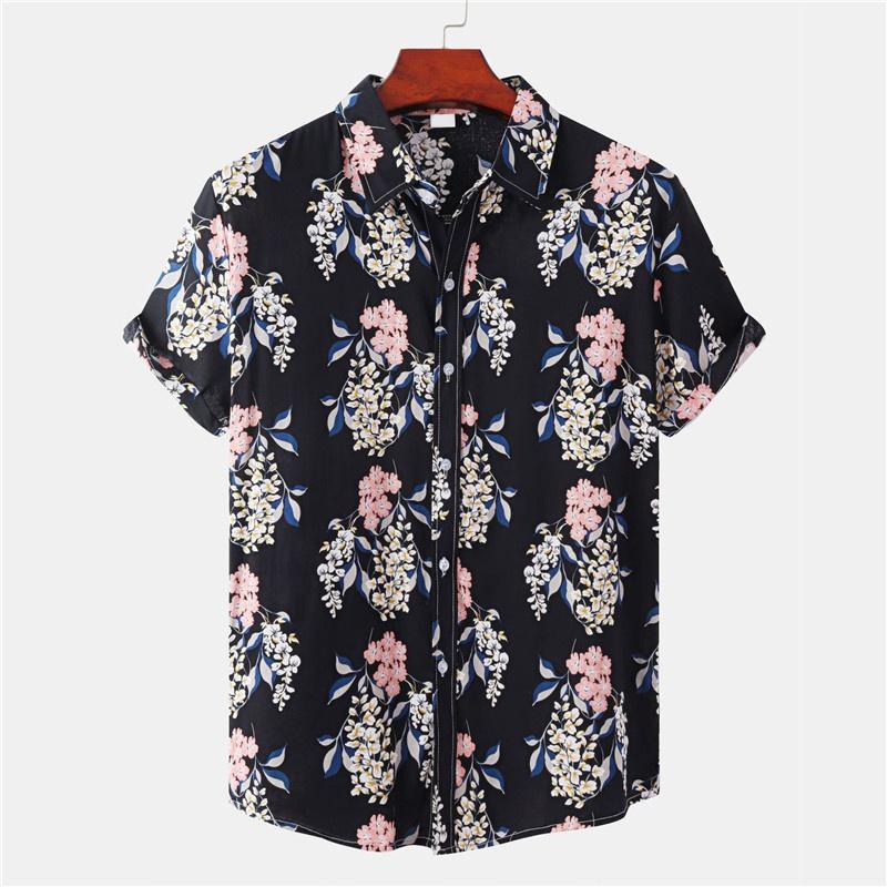 3D Printed Flower Hawaiian Shirts For Men Plants Patterns Button Shirt Summer Short Sleeves Tops Loose Aloha Shirts Streetwear