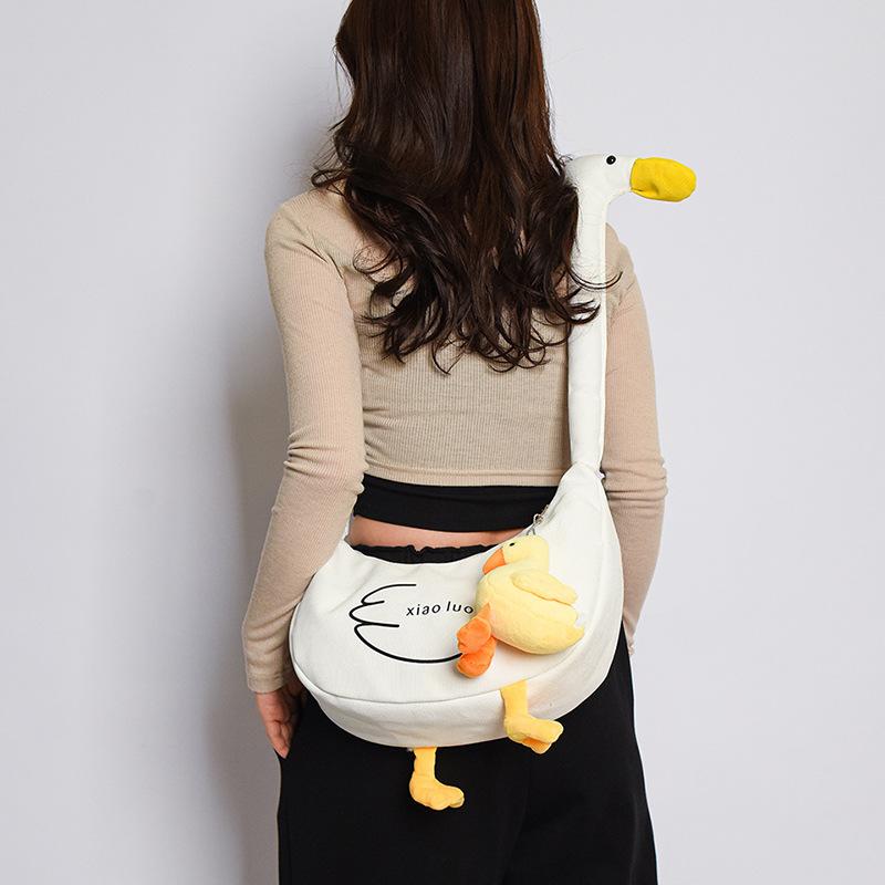 Tote Bag Canvas Bag Bag Female Personality Creative Duck Single New Funny Cute Ugly Duck Student Crossbody Shoulder Bag