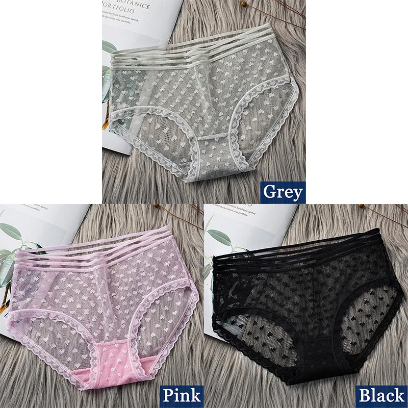 3pcs Sexy Lace Transparent Panties for Women Underwear Fashion Panty Lingerie Breathable Hollow Out Briefs Female Underwear