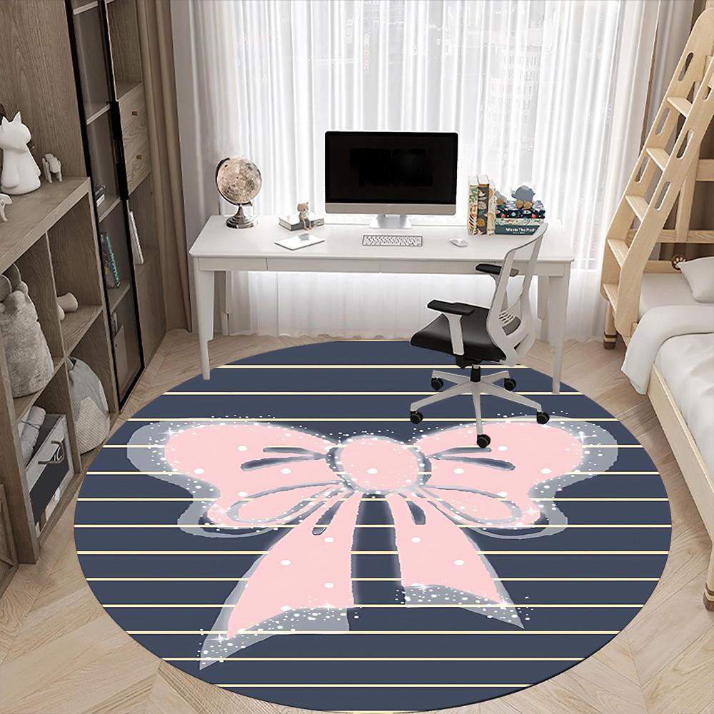 1pc Bowtie Chair Carpet for Office, Indoor Non Slip Washable Polyester Fiber Carpet,
