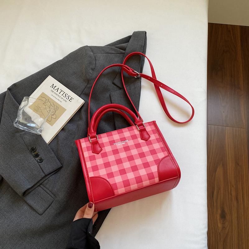 Korean foreign style handbag women's 2025 summer new fashion plaid small square bag high value shoulder messenger bag
