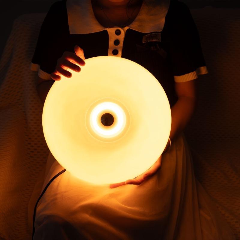Tricolor Lighting Plastic Donut Wall Lamp Modern Energy Saving Touch Switch Lamp Dimmable USB Plug Desk Lamp Bedroom