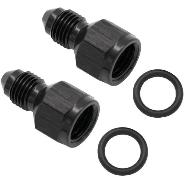 Female to Male Reducer 4AN to 3AN Reduce adaptor Aluminum JIC AN4 Female to Male AN3 Flare Thread Hose Reducing Fittings Black, Pack of 2