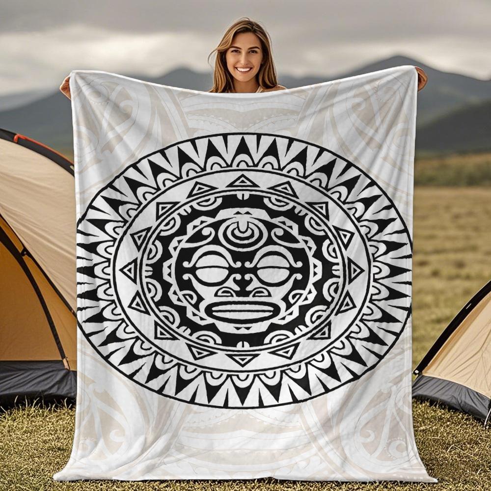 

Maori tribal style patterns Blanket for Sofa Bed Travel Camping Living Room Office Conditioning Blanket for All Seasons Gifts 75x100cm