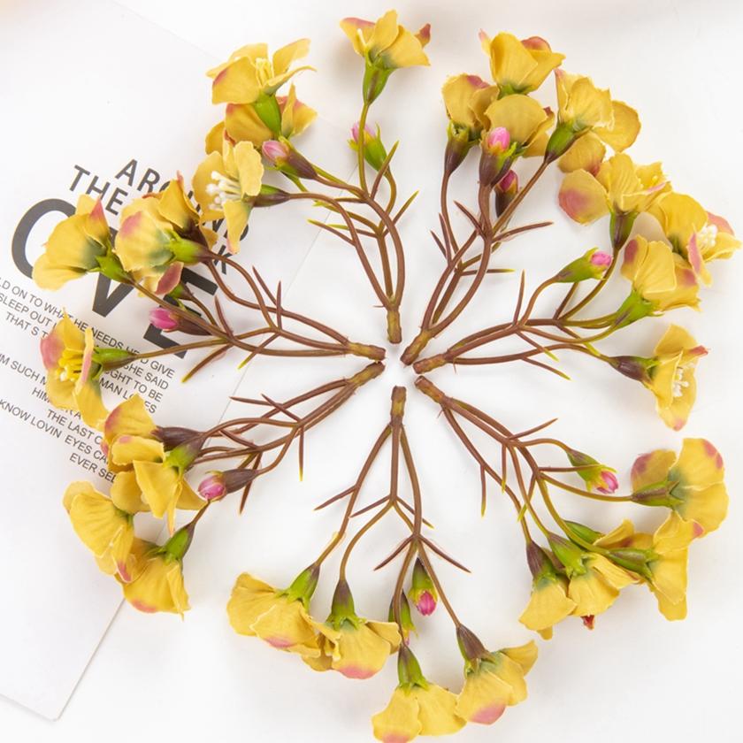 

100 шт. Искусственные цветы Дом Рождество Вечеринка Шелковая Гортензия Украшение Сделай сам Конфетная коробка Свадьба Свадебный букет Аксессуары 30pieces жёлтый