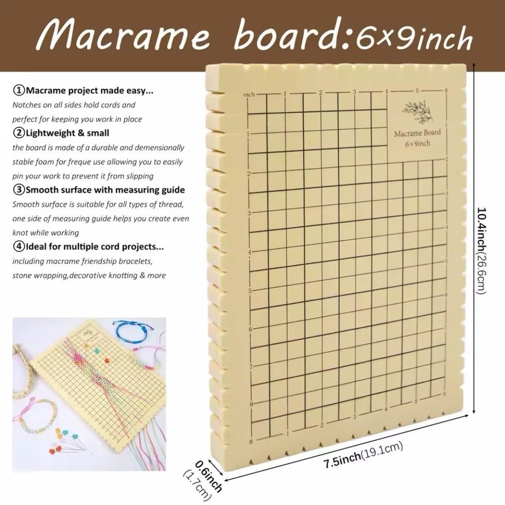 DIY Sada Řemeslná Silná Pěnová Macramé Deska a Špendlíky 6x9in 16x24cm Mřížková Deska Lehká Přenosná Uzlíkovací Deska Výroba Náramků