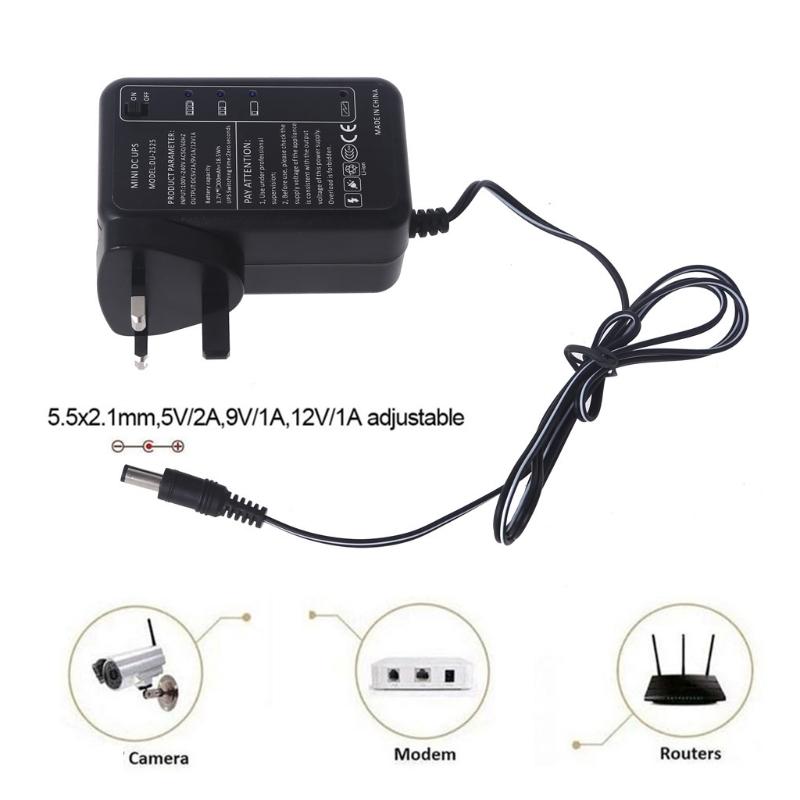 Rechargeable 4000mAh 5V 9V 12V 1A UPS Backup Power Supply Adapter 5.5x2.1mm Output for Wireless Router IP Camera