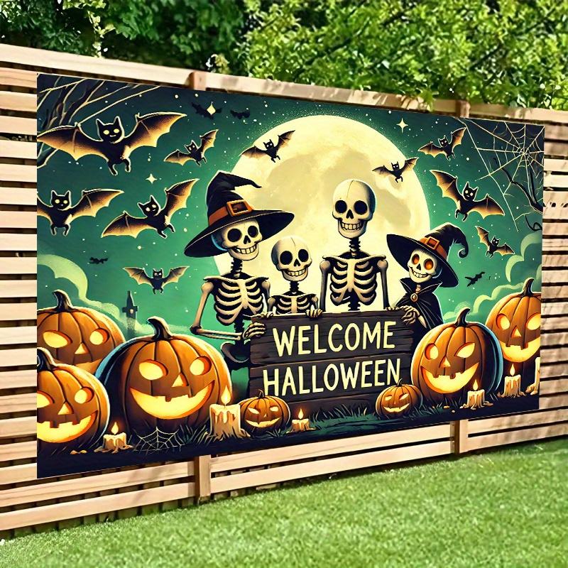Polyester fabric background wall fabric for Halloween skull and pumpkin party, suitable for outdoor decoration