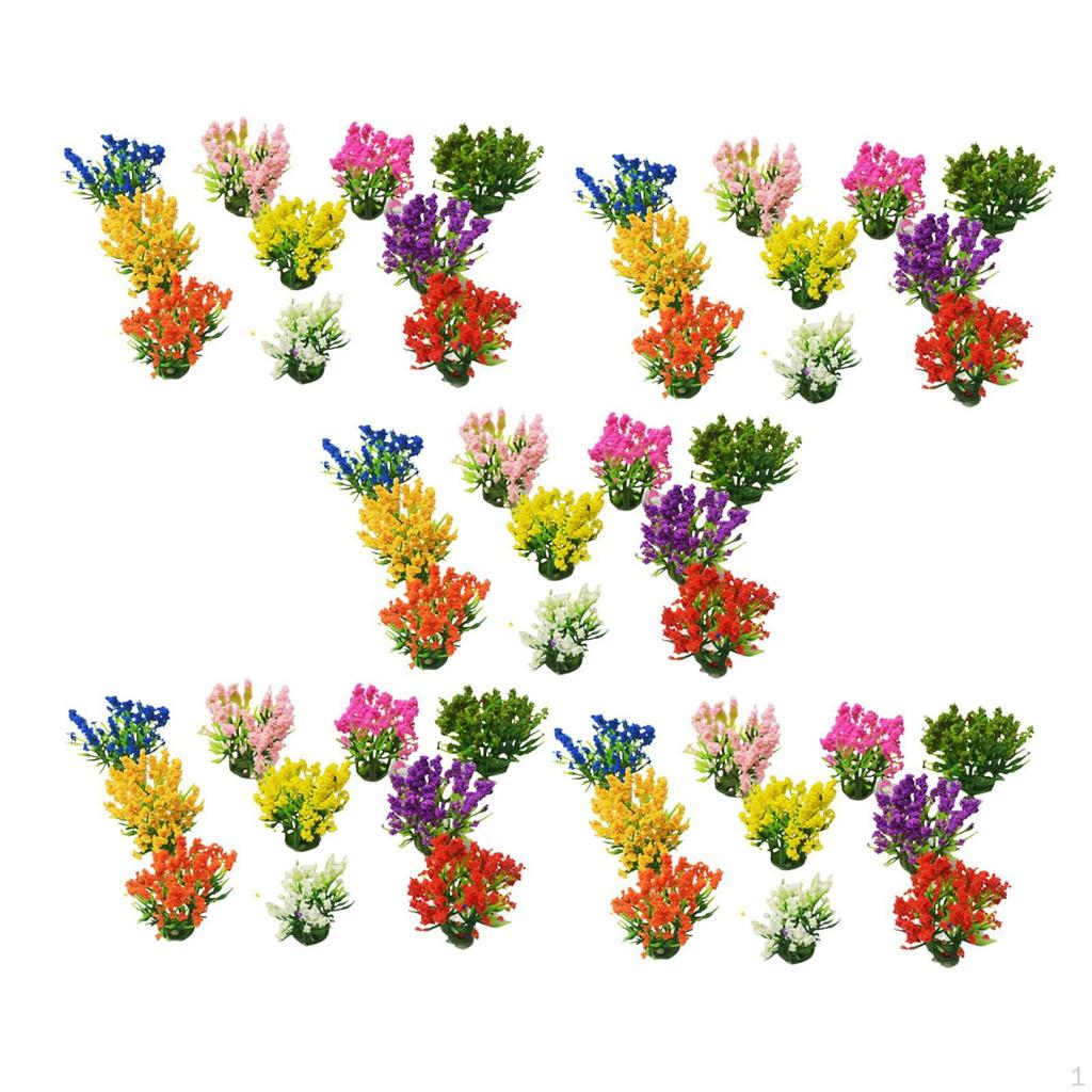 50 Pieces DIY Miniature Flower Static Scenery Model Vegetation Groups for Terrain