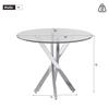 Mesa de Comedor Redonda, 80*80*75 Tablero Hecho de Vidrio Templado, Patas de Mesa Galvanizadas, Mesa de Café de Ocio, Mesa de Comedor Moderna Sencilla, Plata