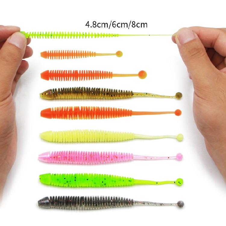 4.8/6/8cm Artificial Worm Baits Saltwater Fishing Tackle Accessories for Trout Fishing Soft Lures Paddle Tail Baits