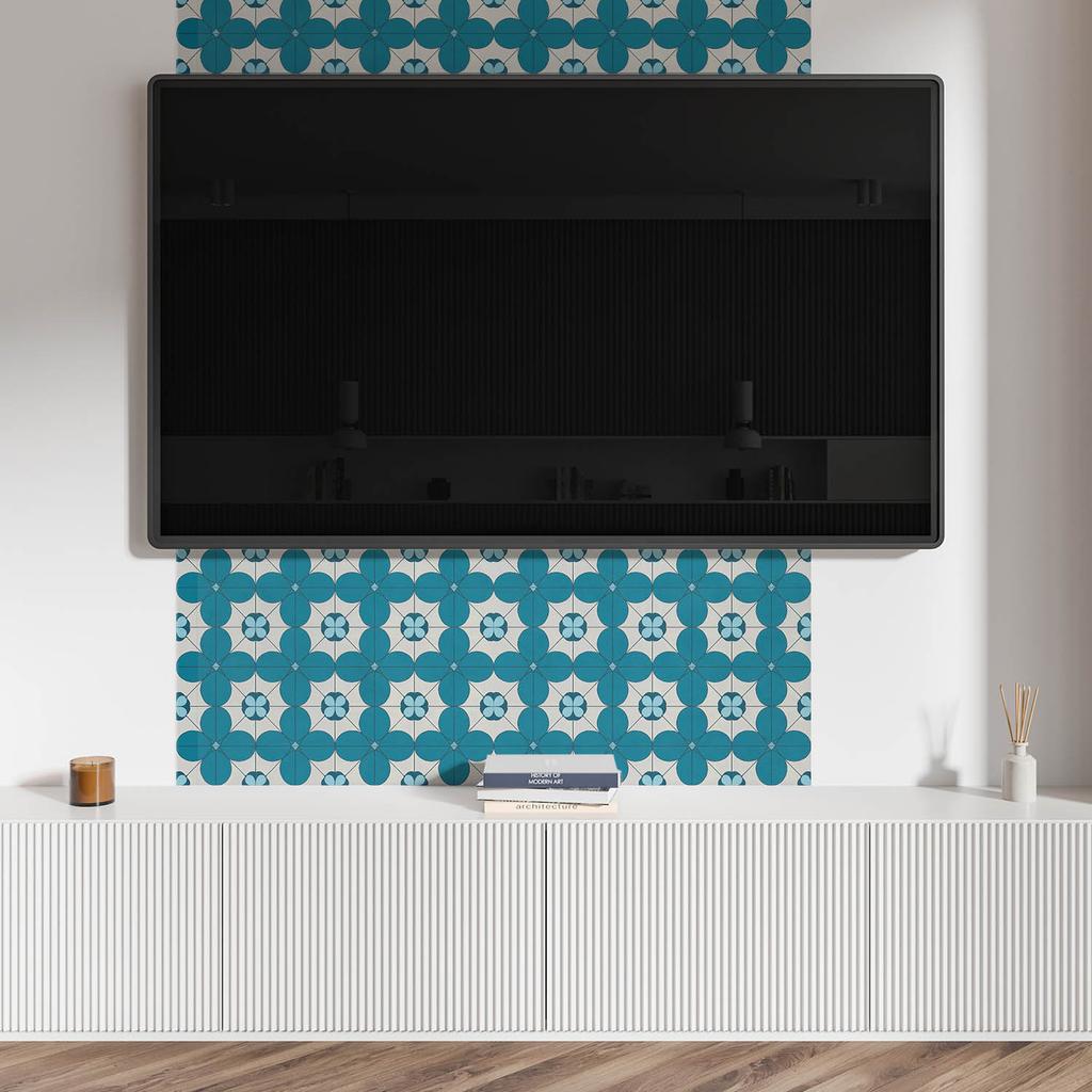 Self-adhesive Vinyl Panel with a Pattern for the Living Room 120x60 Cm Geometric Floral Pattern
