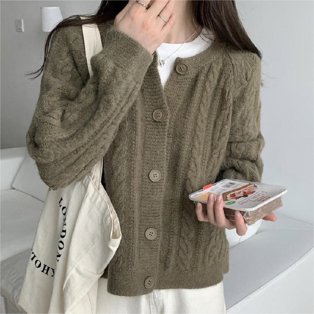 Autumn and Winter Solid Color Sweater for Women Knitted Cardigan Jacket for Women