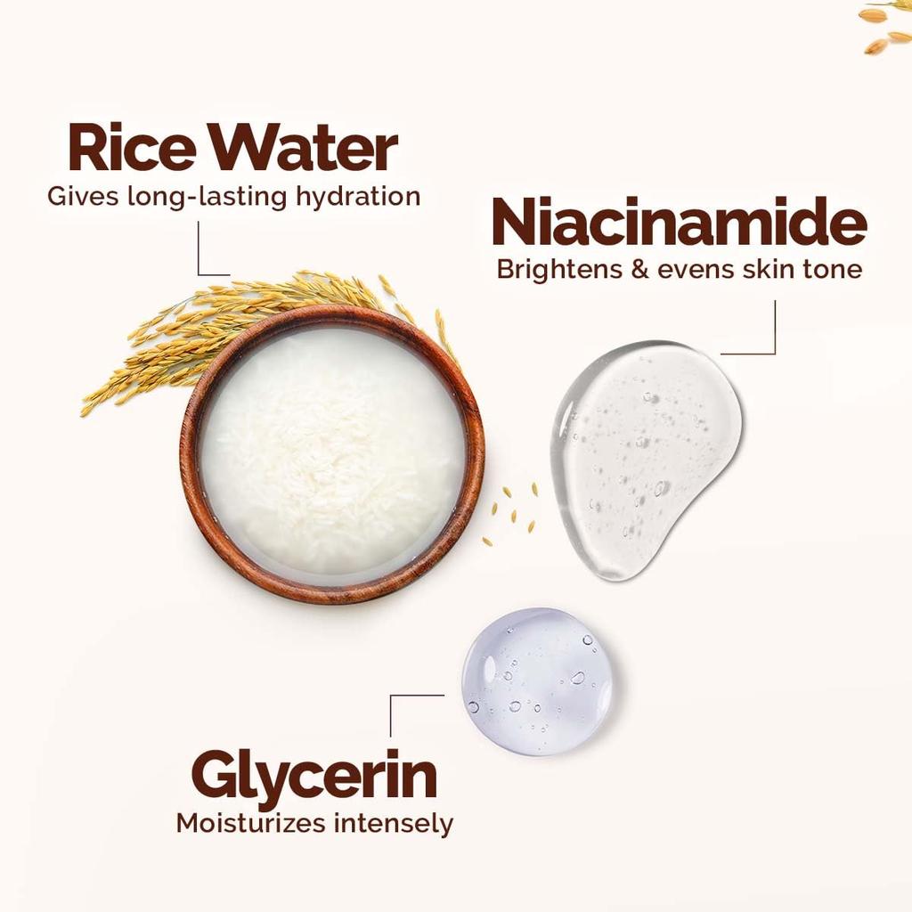 Mamaearth Rice Dewy Bright Light Moisturizing Cream 200G For Face Hands Body Non-Greasy 24H Hydration Glow For All Skin Types