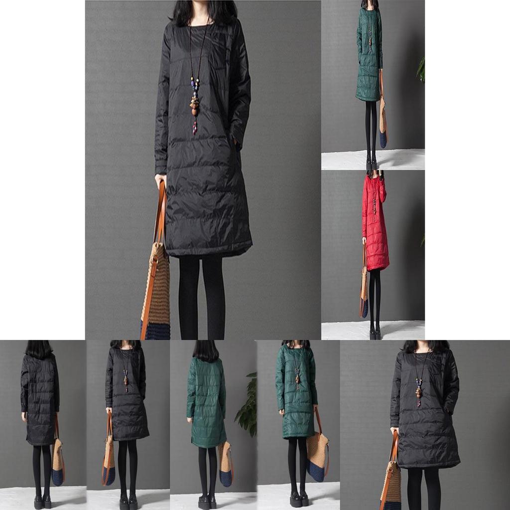 Women Winter Warm Quilted Coat Pullover Dress Long Sleeve Loose Tops Plus Size For Ultimate Comfort And Style