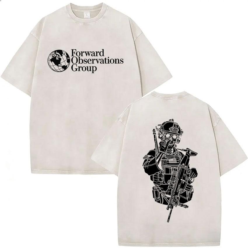 Forward Observations Group T-shirt Lavata Vintage Scheletro Uomo Gotico Oversize Girocollo Manica Corta T-shirt Y2k Streetwear