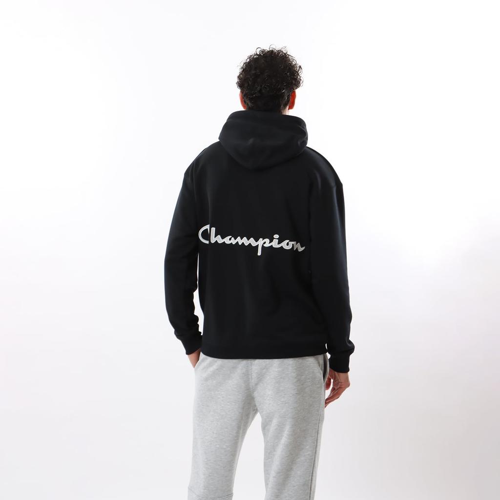Champion Long Sleeve Stretch Terry Hooded Sweatshirt with Script Logo and Men's Quick-Drying Techweave® Terry, Black, C3-ZS101