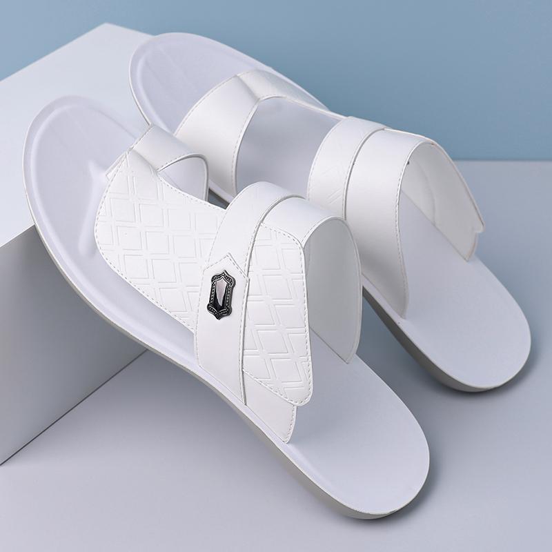 TUINANLE Men’s Minimalist and Stylish Summer Casual Flat Sandals – Slip-on Genuine Leather Sandals Suitable for Indoor and Outdoor Use