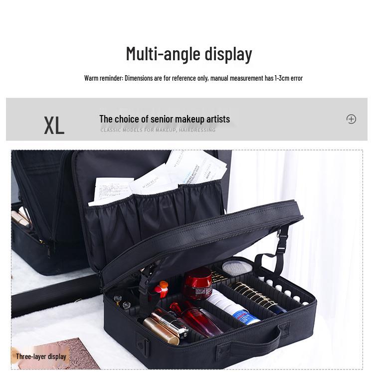 Cross-Border Large-Capacity Double-Layer Makeup Artist Bag with Partitions