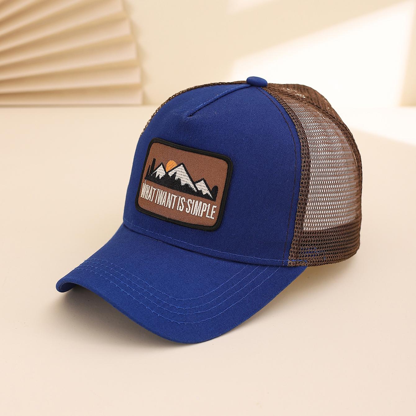 

Fashionable Summer Hollow Out Mesh Baseball Cap with Embroidered Sunset Mountain Design, Outdoor Sun Protection Snapback Hat One Size