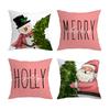 New Pink Christmas Santa Claus Digital Printed Cushion Pillowcase Holiday Decorative Pillowcase