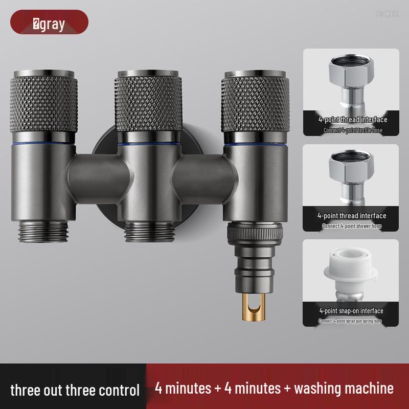 All-Copper Three-Way Diverter Valve with Triple Control Angle Faucet