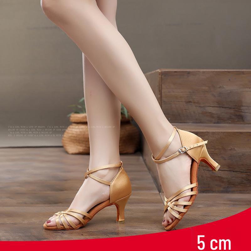 Women's Soft Sole Satin Latin Dance Shoes - Medium Heel, Perfect for Adult and Youth Practice or Professional Standard and Cowboy Dance Styles.