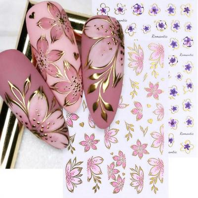 Autocollants pour Nail Art Floraux Auto-adhésifs Motifs Fleurs Printemps Été Décoration Manucure Femmes Décalcomanies Maison Salon DIY Fournitures pour Ongles