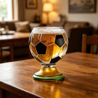3D Rotating Ball Glass Cup, Creative Soccer Basketball Baseball Golf Design Glass Tumbler, 300ml Lead-Free Drinking Mug for Sports Fans