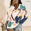 Plus Size Women V Neck Long Sleeve Button Detail Loose Stylish Comfortable Casual Daily Ladies Top