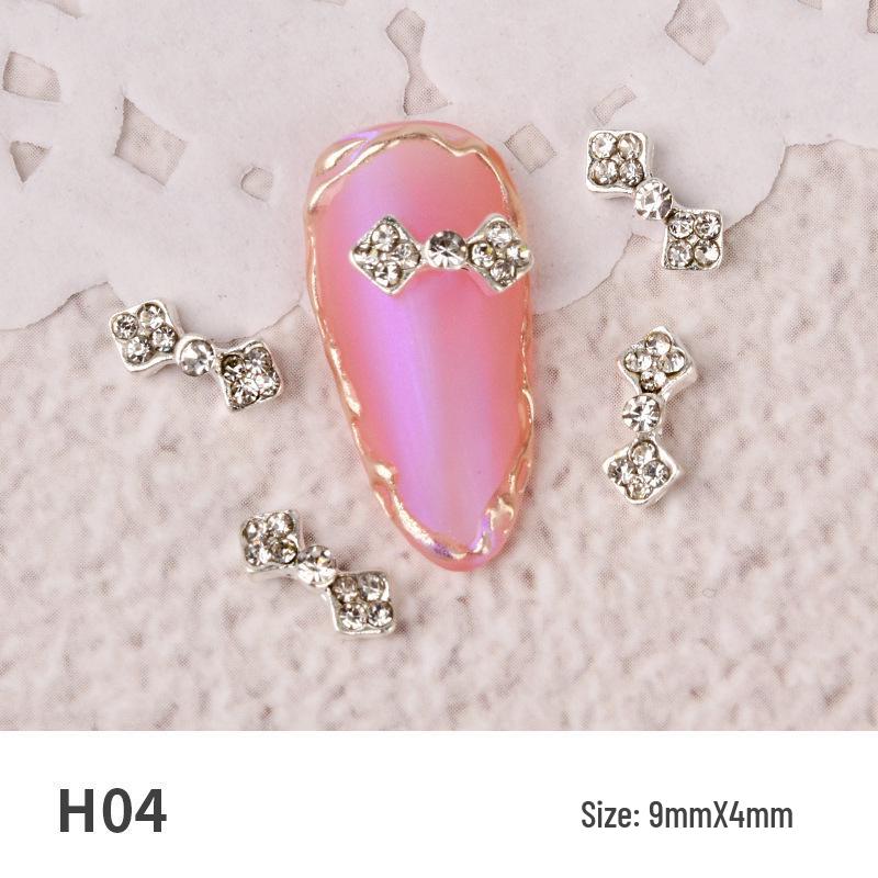 Japanese Style Rhinestone and Pearl Bow Nail Art Accessories