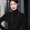Geometric Crystal Long Sweater Chain Necklace for Women Metal Chain Necklace Fashion Jewelry Gift