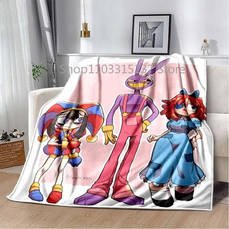 Cartoon Pomni Jax Digital Circus Magie Decken, Kinder Überwurfdecke, für Schlafzimmer Wohnzimmer Sofa Bett Auto, Kinder Geschenk, Decke