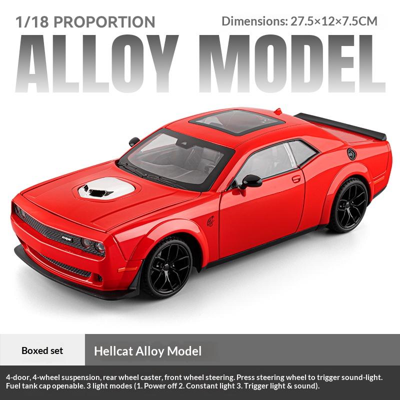 Hellcat Muscle Car Model Simulation Sound and Light Alloy Die-cast Car Model Collection Ornaments Boy Sports Car Toy Gift