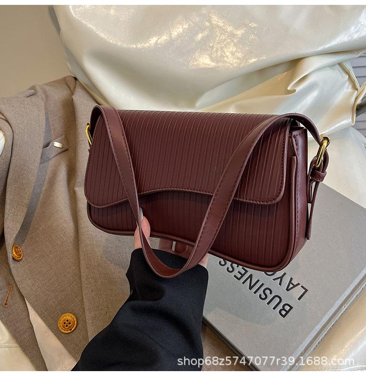 Textured handbag 2025 spring new women's bag niche retro shoulder bag personalized striped crossbody bag trend