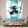 Demon Slayer Muichiro Tokito Anime Wandteppich Nebel-Hashira Katana Nebel-Atmung Türkis Dekor für Schlafzimmer Wohnheim Geschenk für Fans
