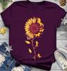 Sunflower Horse Print T Shirt Women Short Sleeve O Neck Loose Tshirt Summer Women Tee Shirt Tops Camisetas Mujer