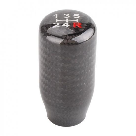 Universal Real Black Carbon Fiber Manual Gear Shift Knob Shifter Lever 5 Speed