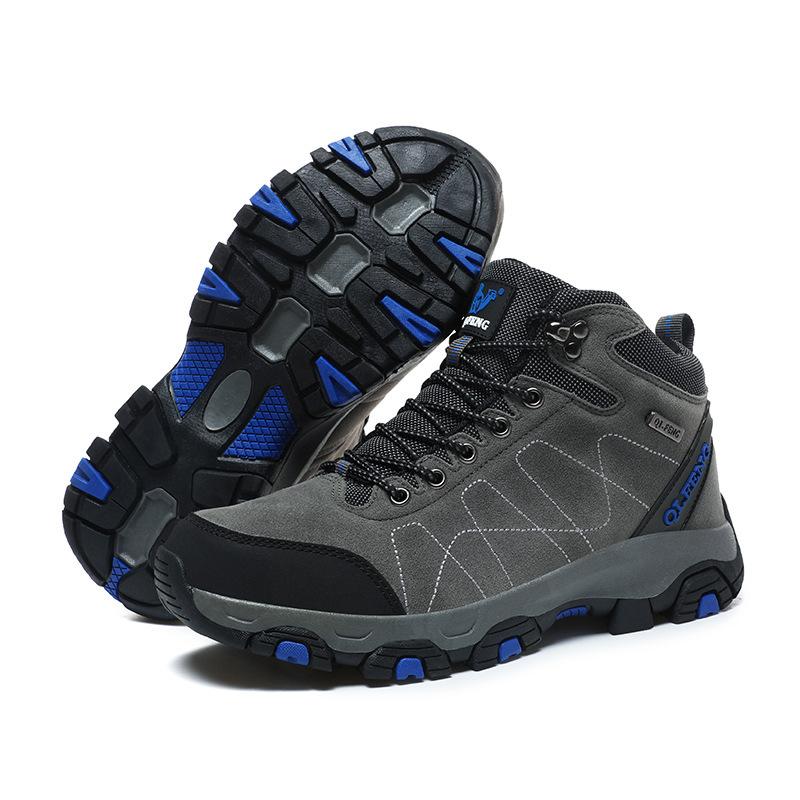 

Foreign trade large size autumn and winter cotton thickened high-top mountaineering shoes couple outdoor sports travel shoes factory direct sales 47 сірий колір